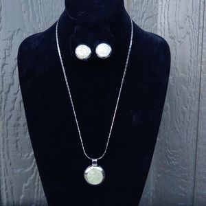 14k tgp stamped silver necklace with pendant and earrings